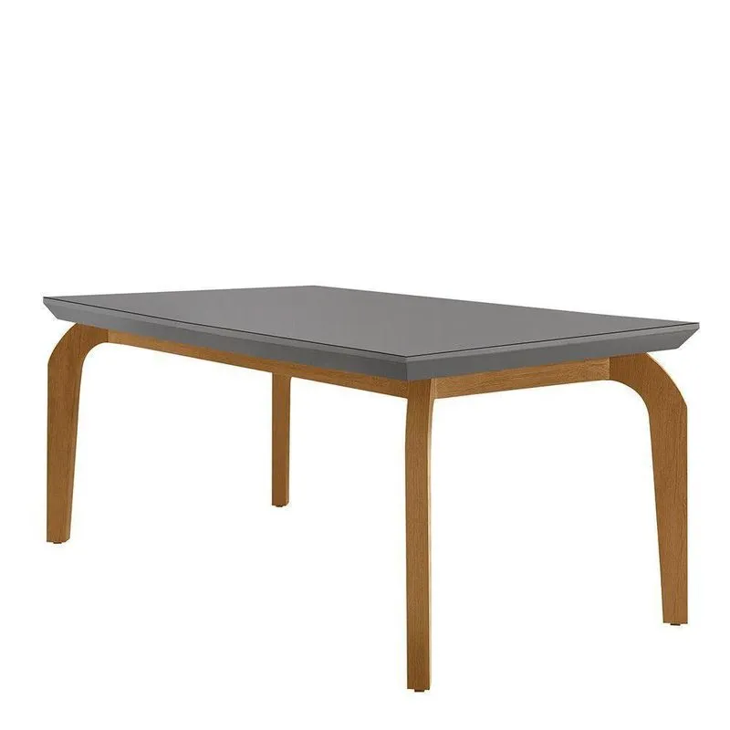 Mesa Para Sala De Jantar Liz 180cm Em Mdf E Vidro Canto Reto Grafite/ Imbuia/ Serig. Grafite