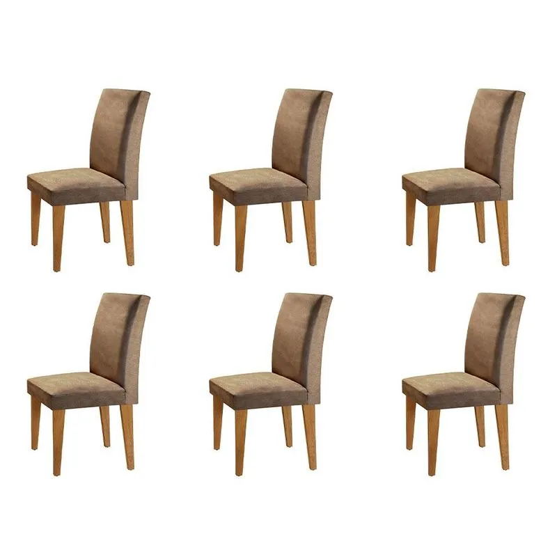 Conjunto com 6 Cadeiras Atenas Veludo Chocolate e Capuccino