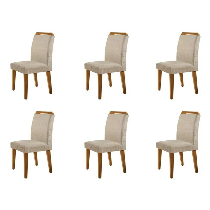 Conjunto com 6 Cadeiras Olivia Suede Amassado Chocolate e Capuccino