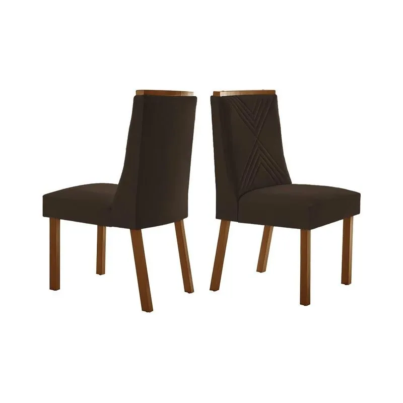 Cadeira Sala de Jantar Montreal Kit 2 Un Madeira Capuccino/Suede Marrom - Rufato