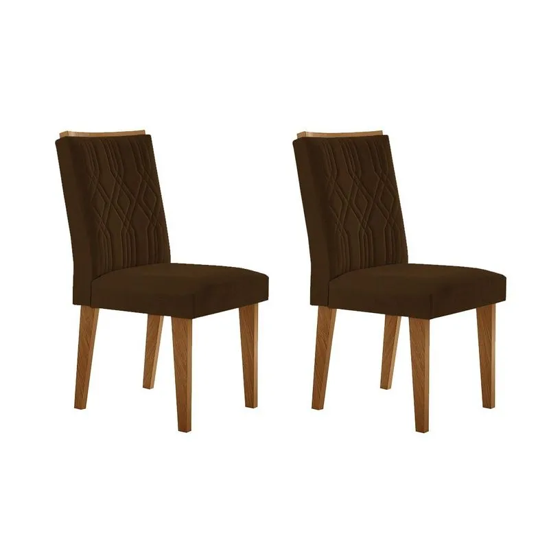 Cadeira Sala de Jantar Alegra Kit 2 Un Madeira Capuccino/Suede Marrom - Rufato