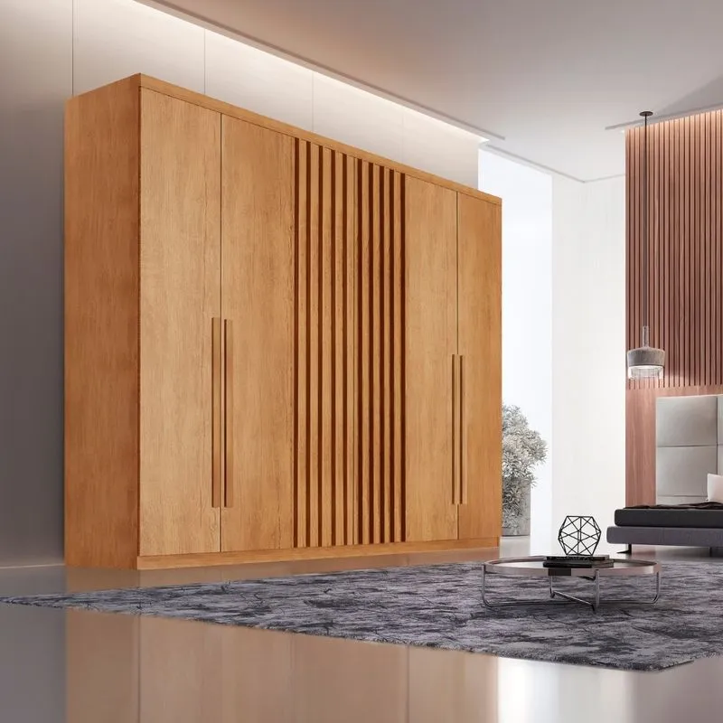 Guarda Roupa Casal Ripado 6 Portas em MDF Denver Rufato