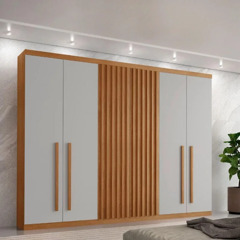 Guarda Roupa Casal Orion Mdf 6 Portas E 6 Gavetas Moderna Naturalle/off White