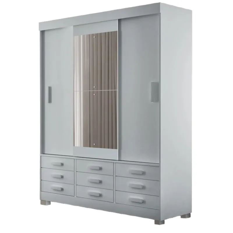Guarda Roupa Detroit 3 Portas Com Espelho Branco - Rufato