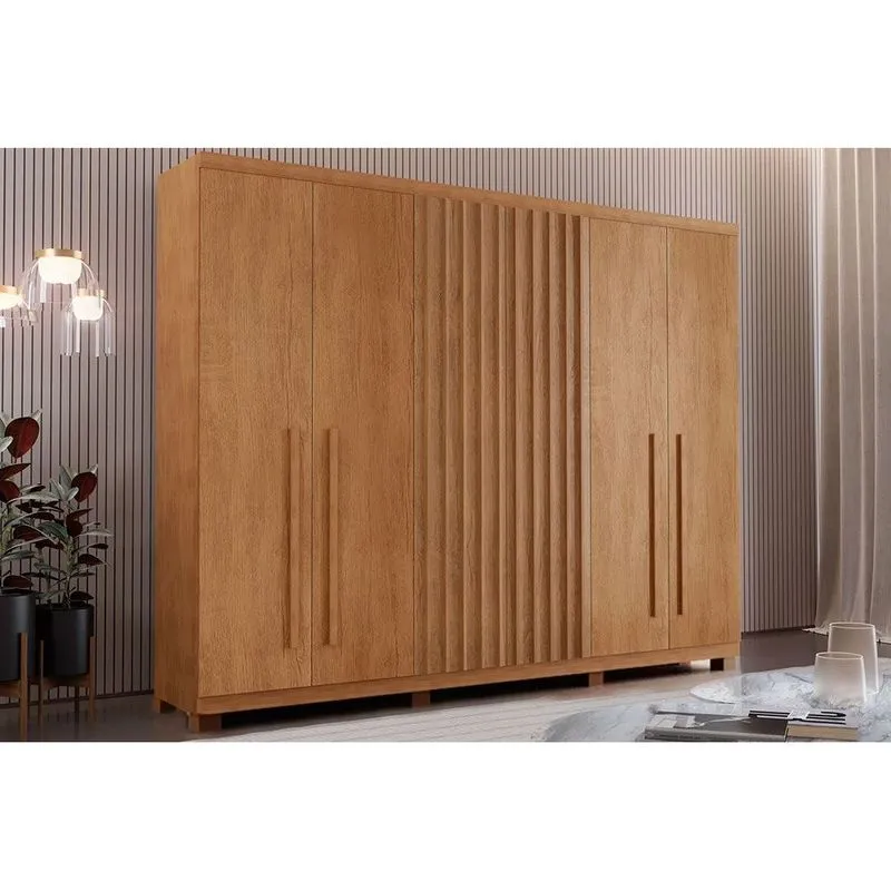 Guarda Roupa Casal 6 Portas e 4 Gavetas c/ Pés Denver Naturale - Rufato