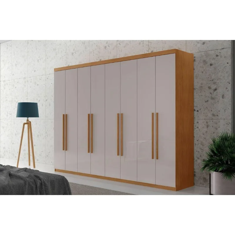 Guarda Roupa Casal Heros Com 8 Portas E 4 Gavetas Moderna Naturalle/off White