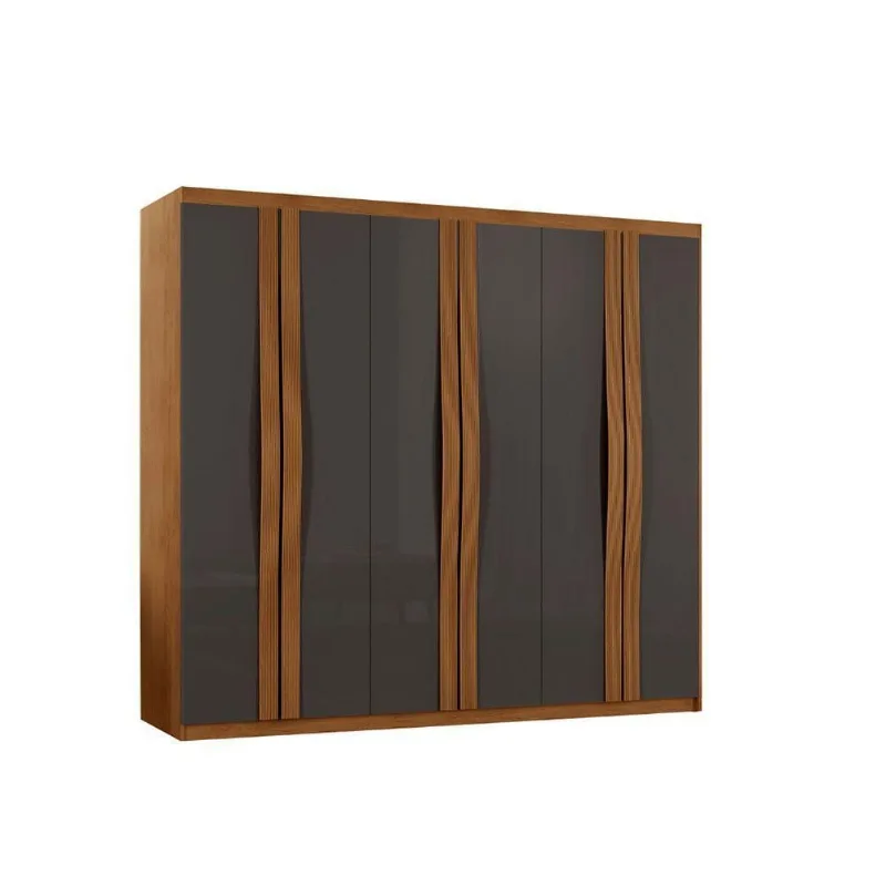 Guarda Roupa Casal Dunas 6 Portas 2 Gavetas Naturalle Grafite MDF