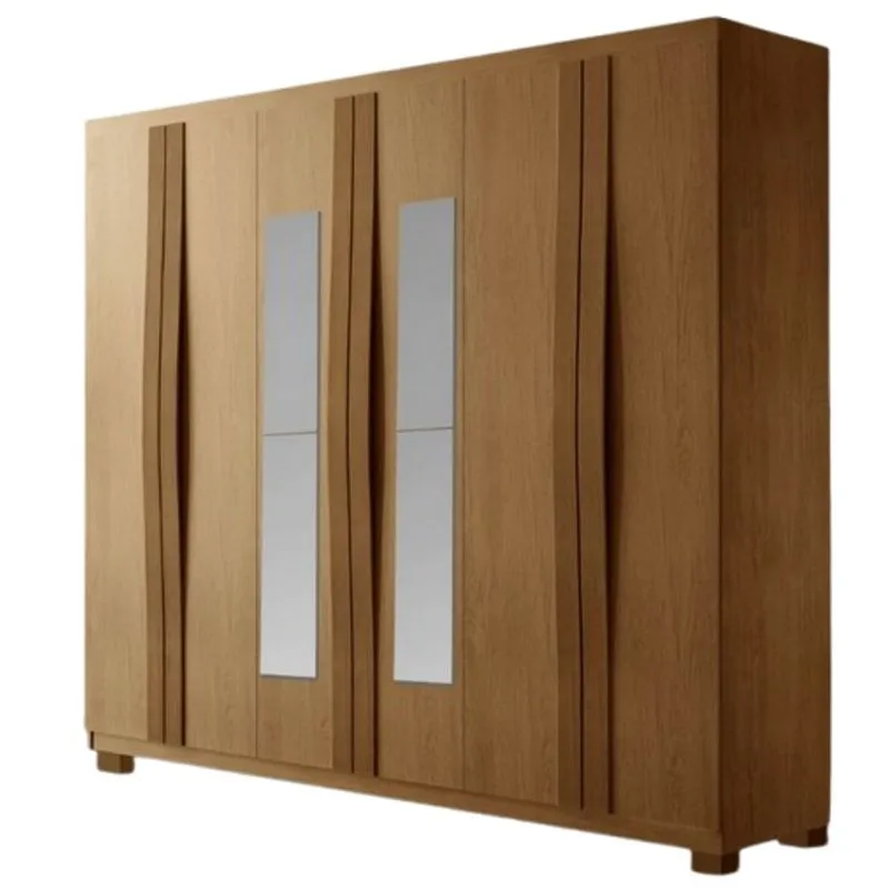 Guarda Roupa Grécia 6 Portas Com Pés E Espelho Naturale - Rufato