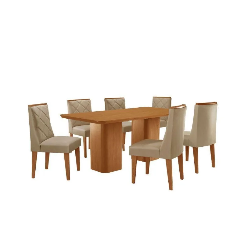 Mesa De Jantar Eloise Tampo Laminado Com 6 Cadeiras Isadora Turim 07