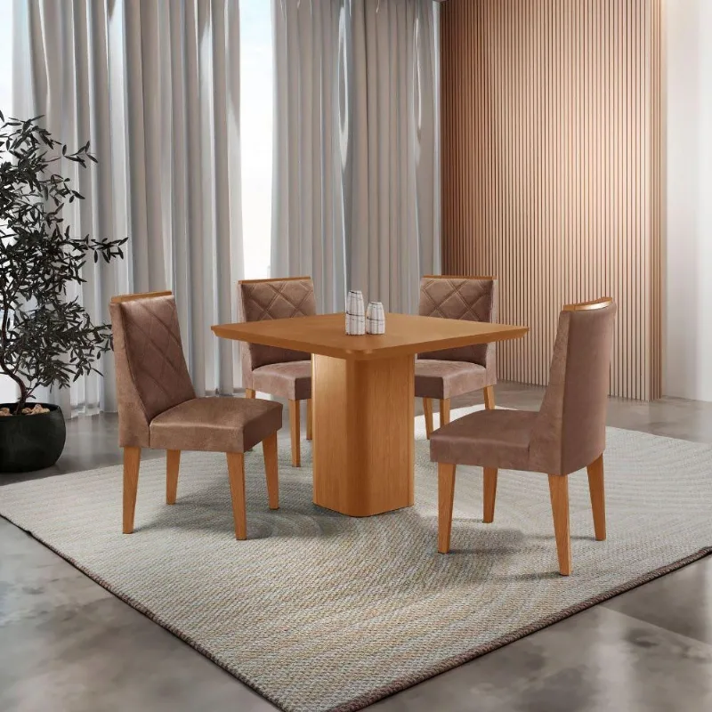 Mesa De Jantar Eloise Canto Copo 4 Cadeiras Isadora Moderna Tork/