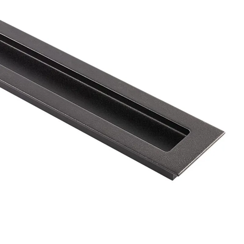Puxador Porta Concha De Embutir Em Aço Inox 20cm Preto Fosco