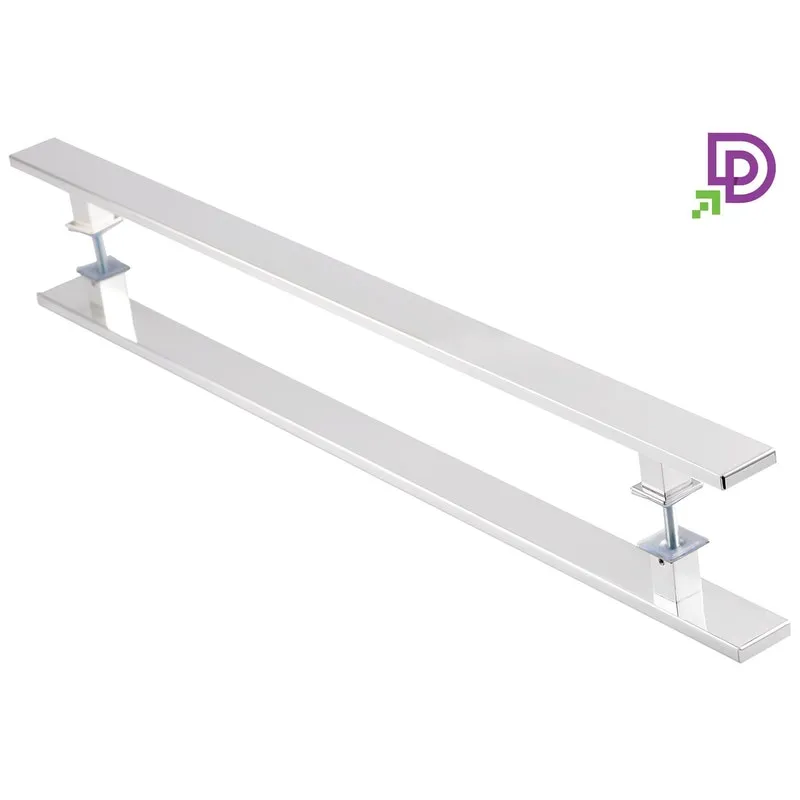 Puxador Porta Pivotante Duplo Alumínio 50cm Polido Brilhante