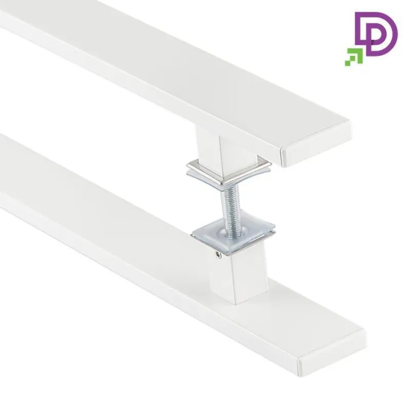 Puxador Porta Pivotante Duplo 75cm Flat Alumínio Branco