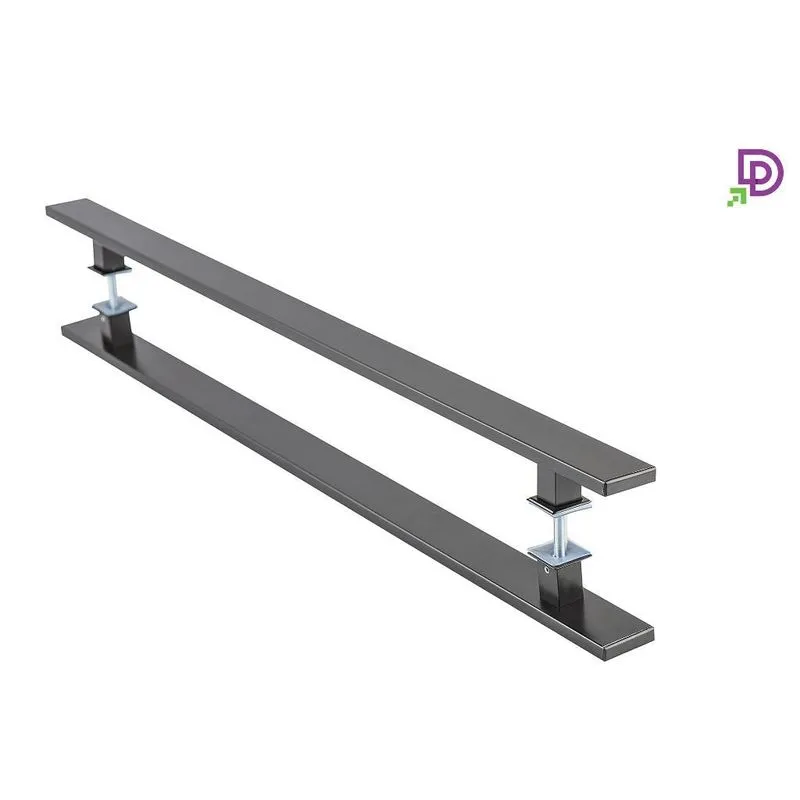 Puxador Porta Pivotante Duplo 40cm Flat Alumínio Preto Fosco