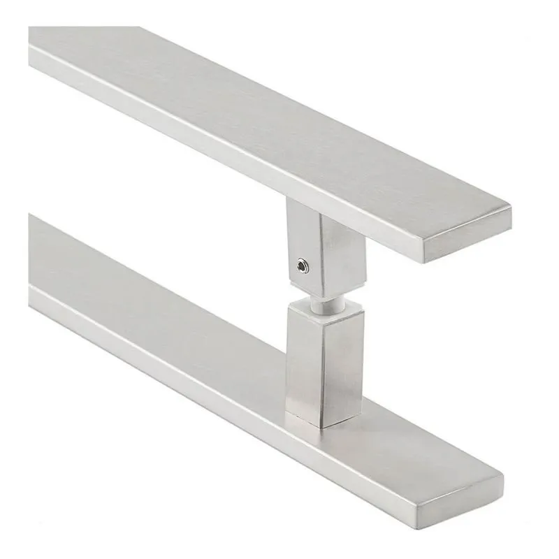 Puxador Porta Duplo Em Aço Inox 40cm Modelo Flat Economy