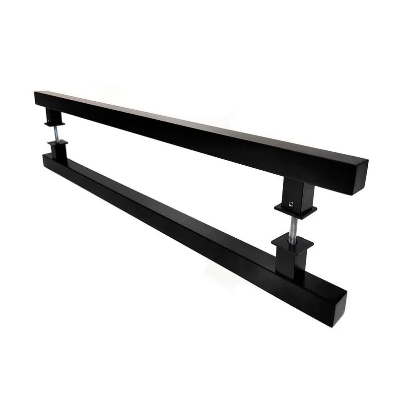 Puxador Porta Madeira Vidro Pivotante Inox Piazza 1m Preto