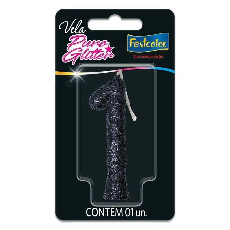 Vela FESTCOLOR Puro Glitter n°1 Preta