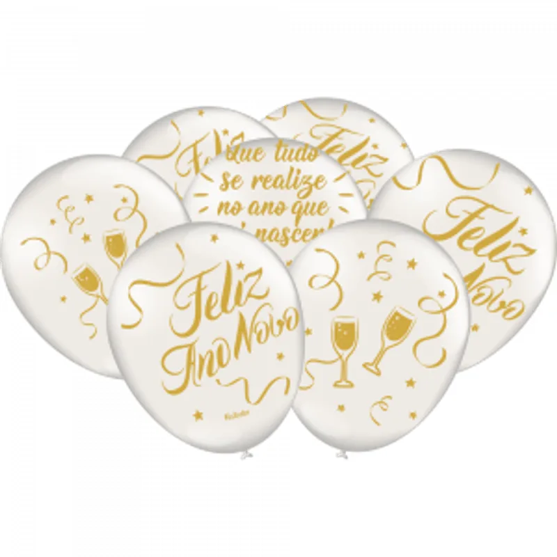 Balão FESTCOLOR Látex Ano Novo Branco com 25 Unidades Número 9 Balão FESTCOLOR Látex Ano Novo com 25 Unidades Número 9