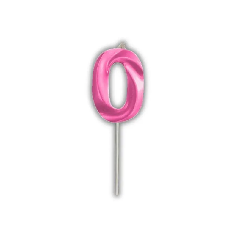 Vela De Aniversário Slim Metallic Pink Modelo 0