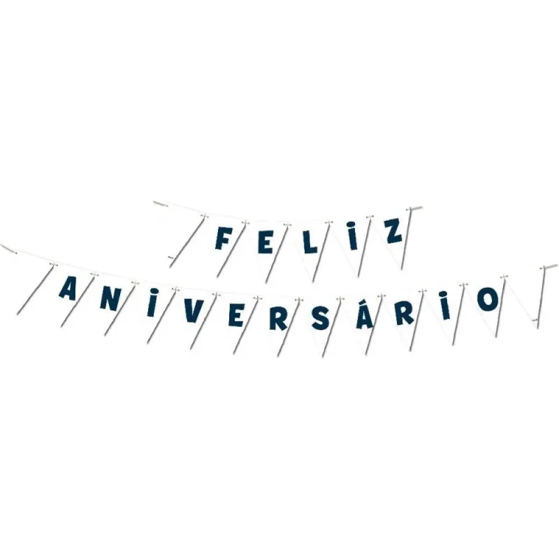 Faixa Decorativa Feliz Aniversario Branca