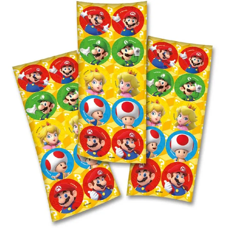 Super Mario Adesivo Redondo c/30 - Festcolor