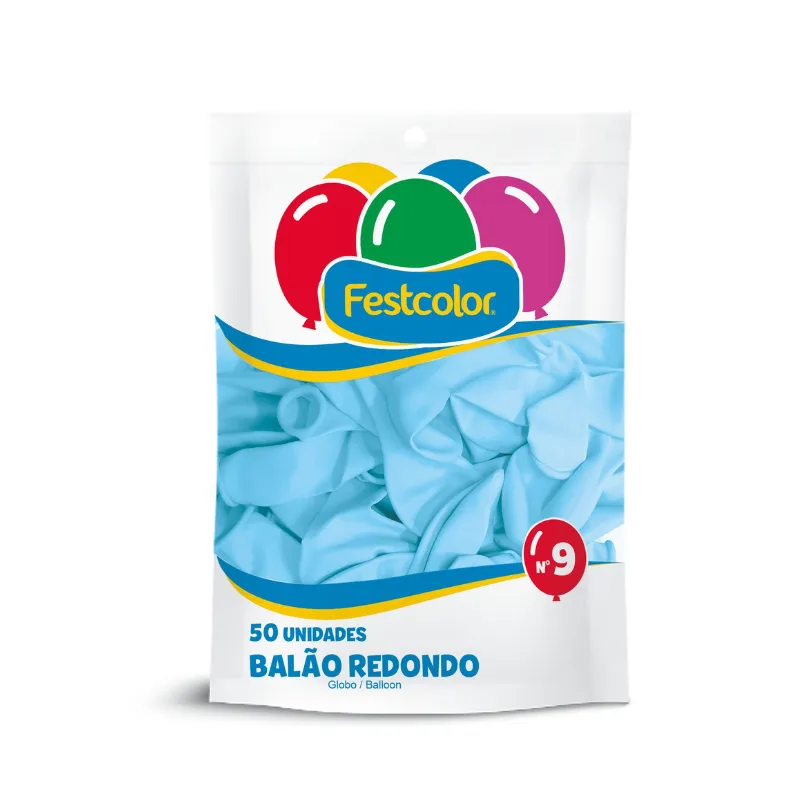 BALÃO 50UN LISO N9 AZUL CLARO FESTCOLOR