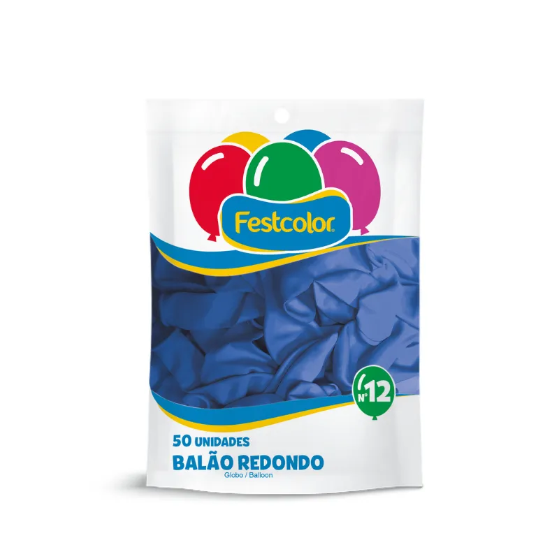 BALÃO 50UN LISO LATEX N12 AZUL ESCURO FESTCOLOR
