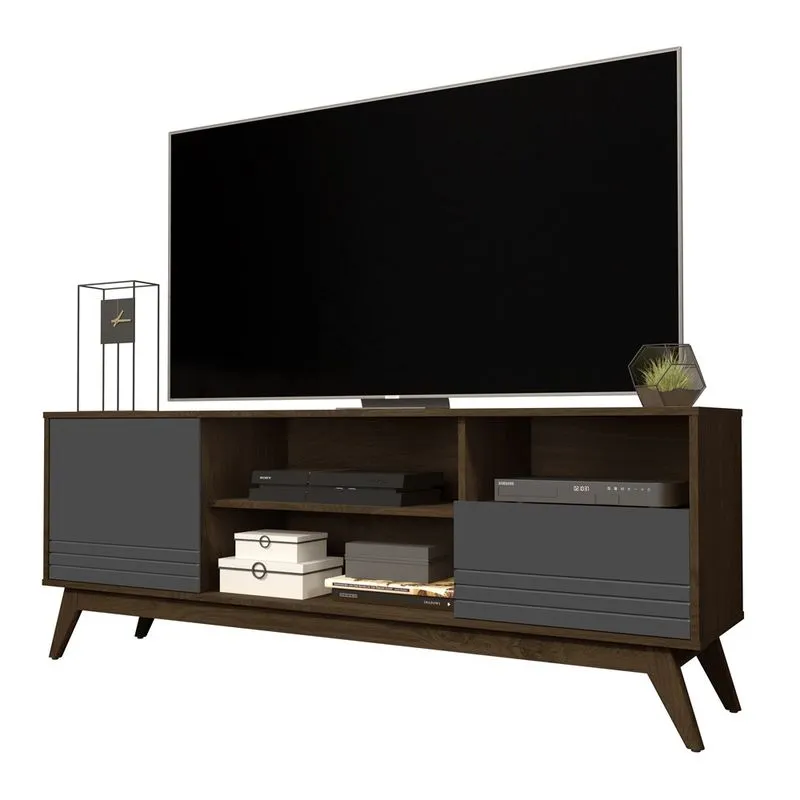 Rack Para TV Até 42 Kairo Wood Giga Móveis - Cedro / Cinza