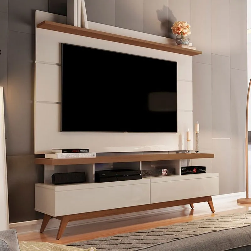 Rack Com Painel Para Tv Até 70 Polegadas Vivare Wood 2 Gavetas Off