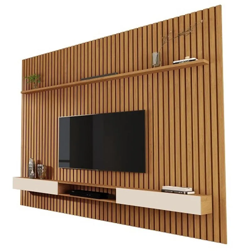 Painel Para TV Até 85 Polegadas Ripado Verdadeiro Versátil 2.22.2 Com Nicho Nature/Off White – Giga Móveis