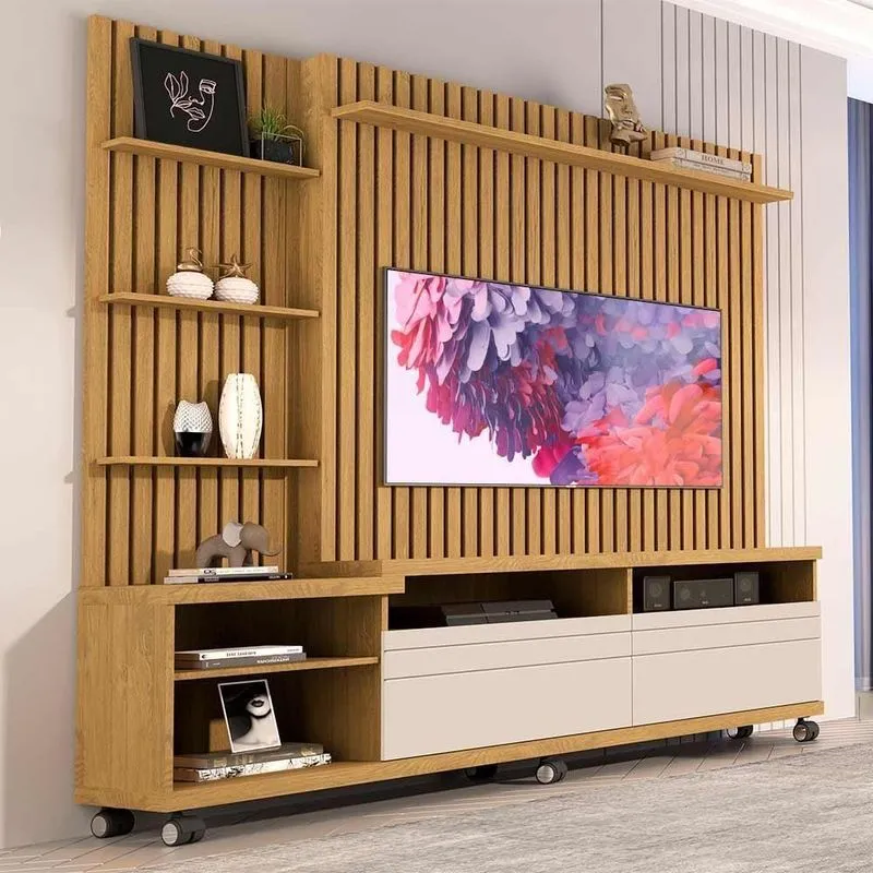 Home Ripado Com 2 Portas Para Tv Até 58 Polegadas Cumaru Off White Nobre Germai