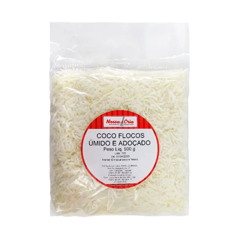 Coco em Flocos Úmido Adoçado 500g NOSSA CRIA