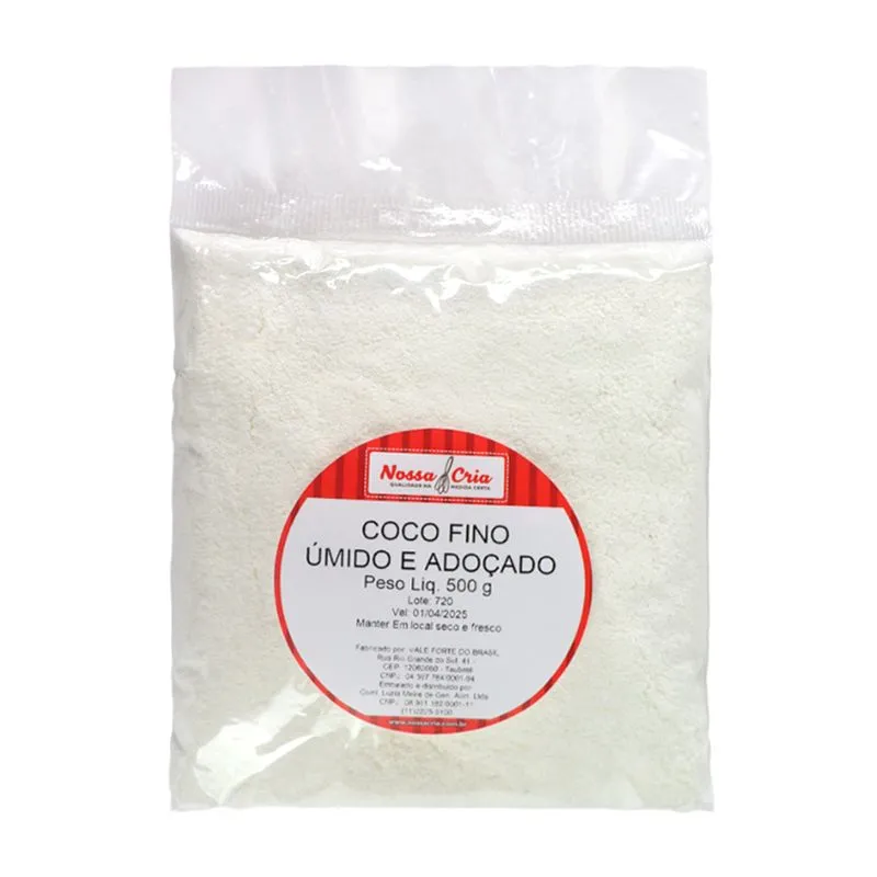 Coco Fino Úmido e Adoçado 500g NOSSA CRIA