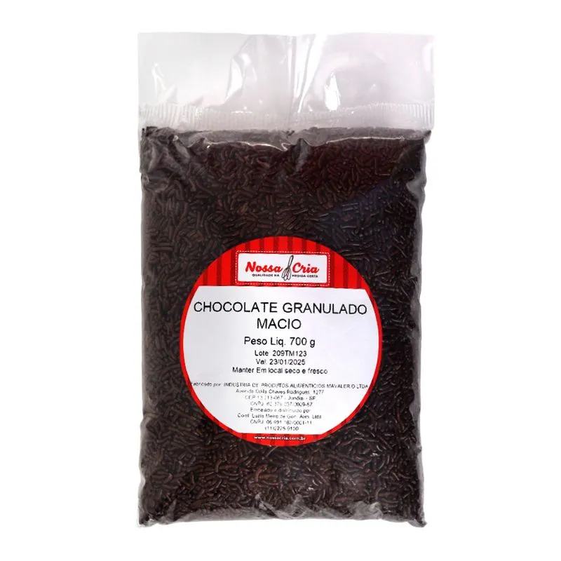 Chocolate Granulado Macio 700g NOSSA CRIA