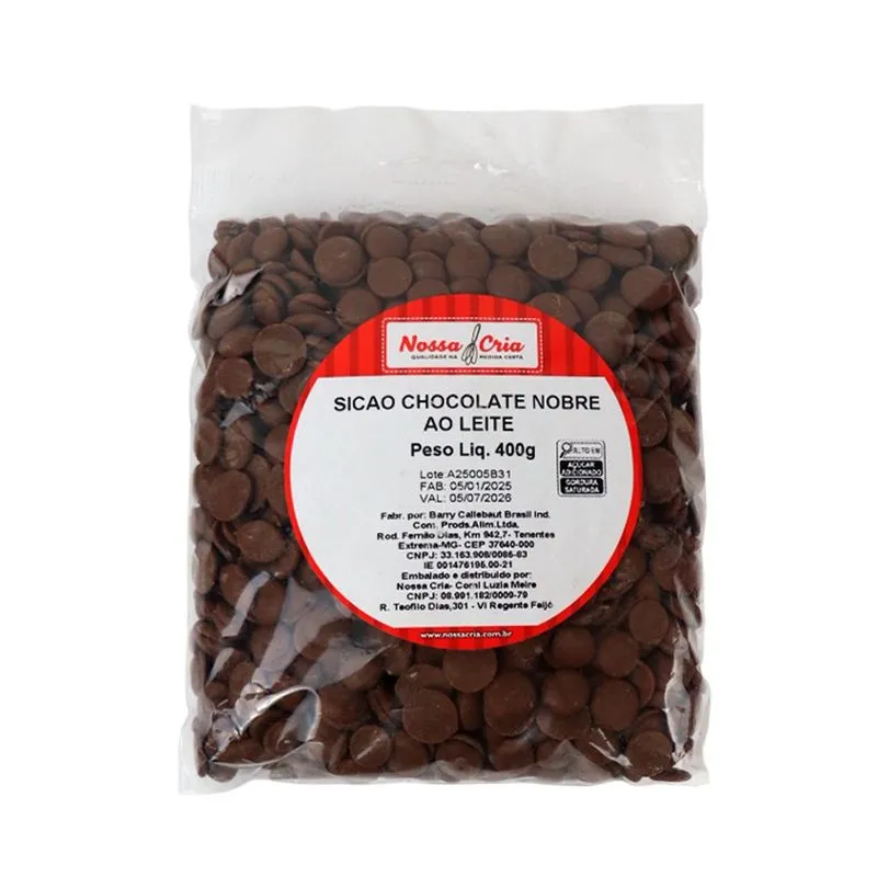 Chocolate Sicao Nobre Ao Leite Gotas 400g NOSSA CRIA CHOCO SICAO NOBRE LEITE GT 400G NOSSA CRIA