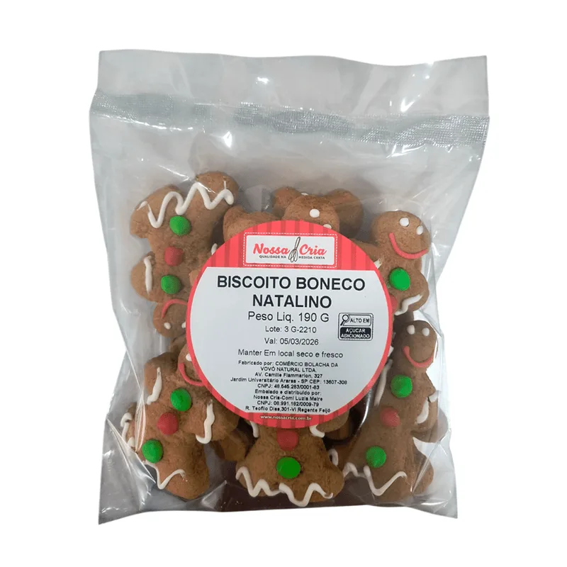 BISCOITO BONECO NATALINO 190G NOSSA CRIA