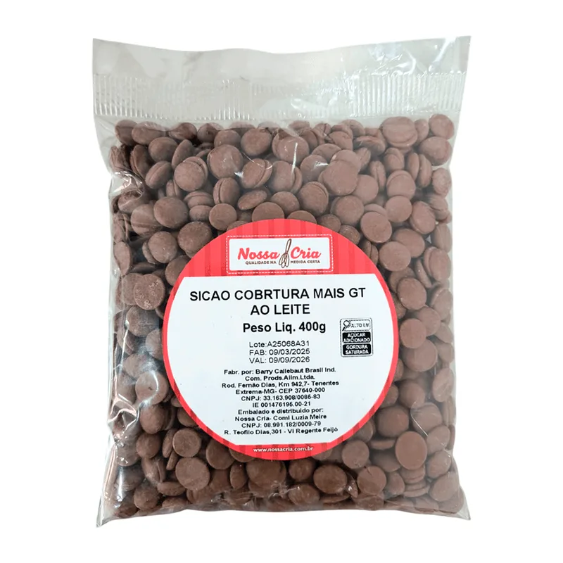Sicao Cobertura Mais Gotas Ao Leite 400g NOSSA CRIA SICAO COBERTURA MAIS GT AO LEITE 400G NOSSA CRIA