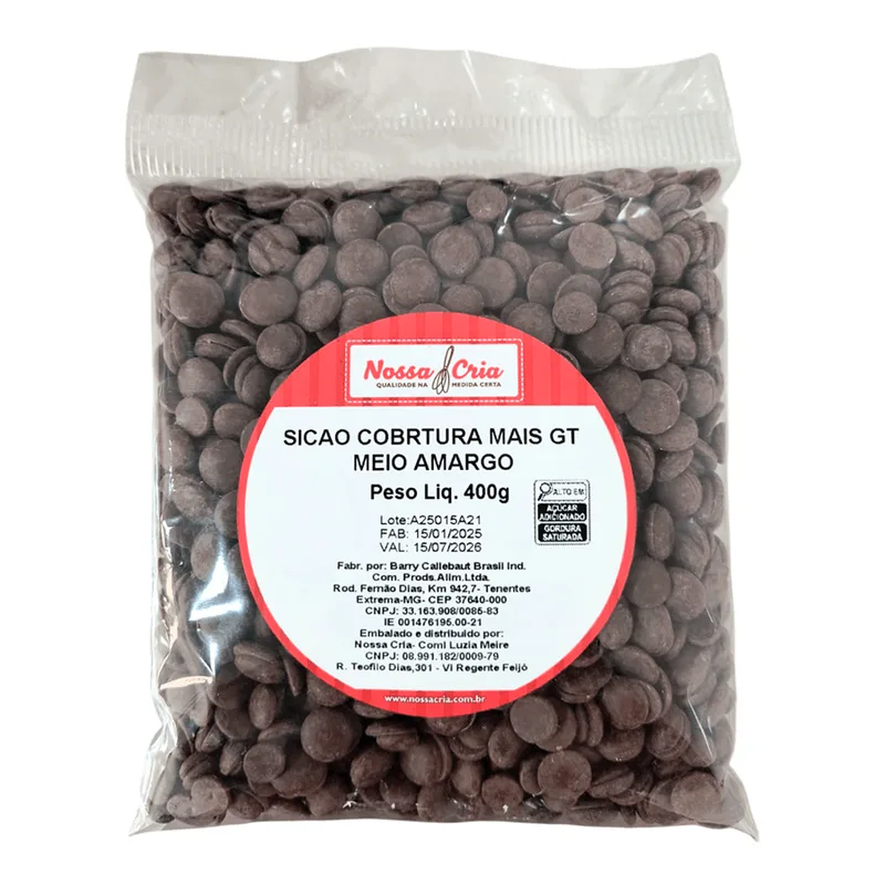 Sicao Cobertura Mais Gotas Meio Amargo 400g NOSSA CRIA SICAO COBERTURA MAIS GT MEIO AMARGO 400G NOSSA CRIA