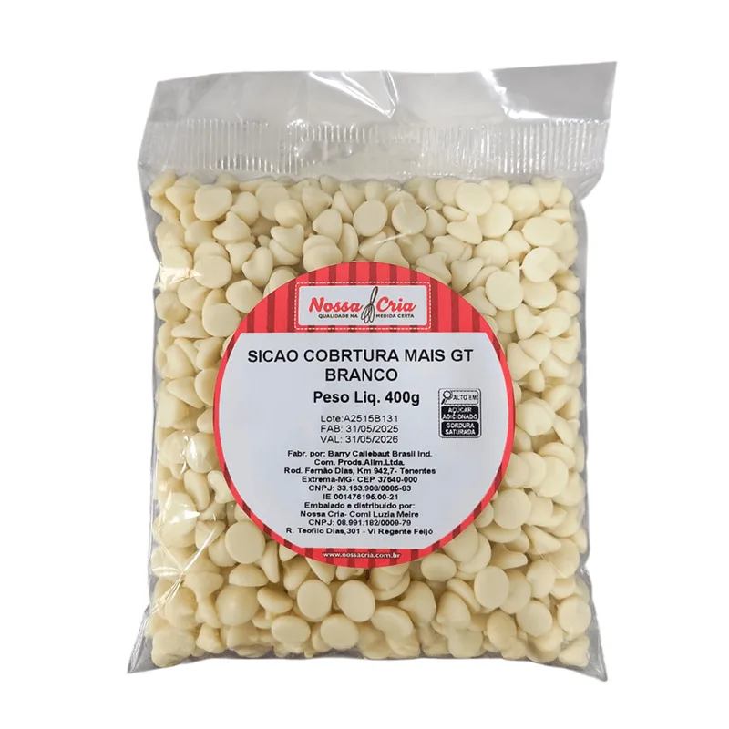 Sicao Cobertura Mais Gotas Branco 400g NOSSA CRIA SICAO COBERTURA MAIS GT BRANCO 400G NOSSA CRIA
