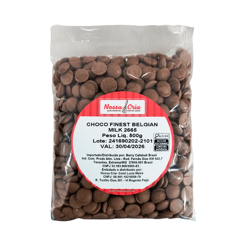 Chocolate Finest Belga Ao Leite 2665 500g NOSSA CRIA CHOCO FINEST BELGIAN MILK 2665 500G NOSSA CRIA