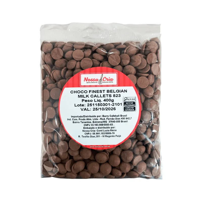 Chocolate Finest Belga Ao Leite Callets 823 400g NOSSA CRIA CHOCO FINEST BELGIAN MILK CALLETS 823 400G NOSSA CRIA