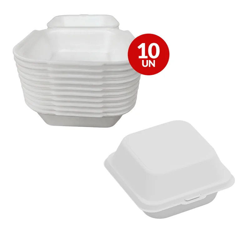 Hamburgueira de Isopor 10un NOSSA CRIA BANDEJA HM 02 ULTRA PLANA COM TAMPA 10UN NOSSA CRIA