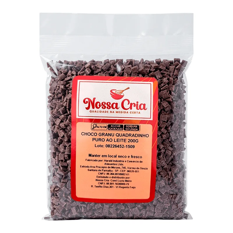 Chocolate Granulado Quadradinho Puro Ao Leite 200G NOSSA CRIA CHOCO GRANU QUADRADINHO PURO AO LEITE 200G NOSSA CRIA