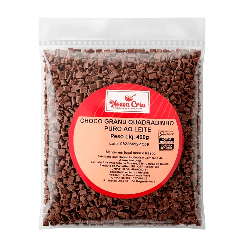 Chocolate Granulado Quadradinho Puro Ao Leite 400G NOSSA CRIA CHOCO GRANU QUADRADINHO PURO AO LEITE 400G NOSSA CRIA