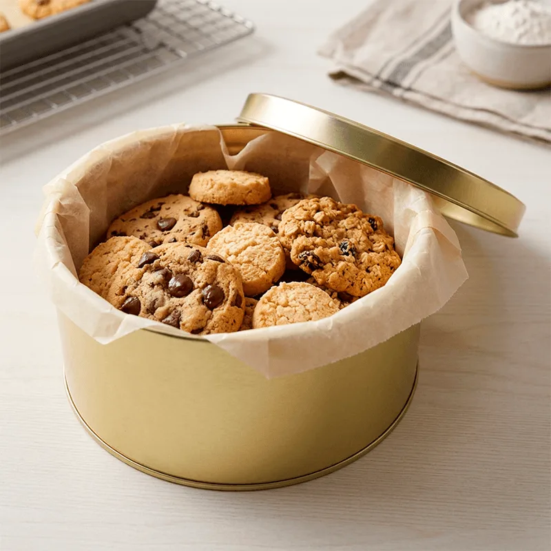 Lata Cookies Decorativa Dourada 15,5x7cm PB LATA DEC DOURADA 15X7 UN PLASTICBOOL