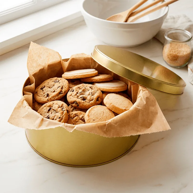 Lata Cookies Decorativa Dourada 15,5x4,5cm PB LATA DEC DOURADA 15X4,5 UN PLASTICBOOL
