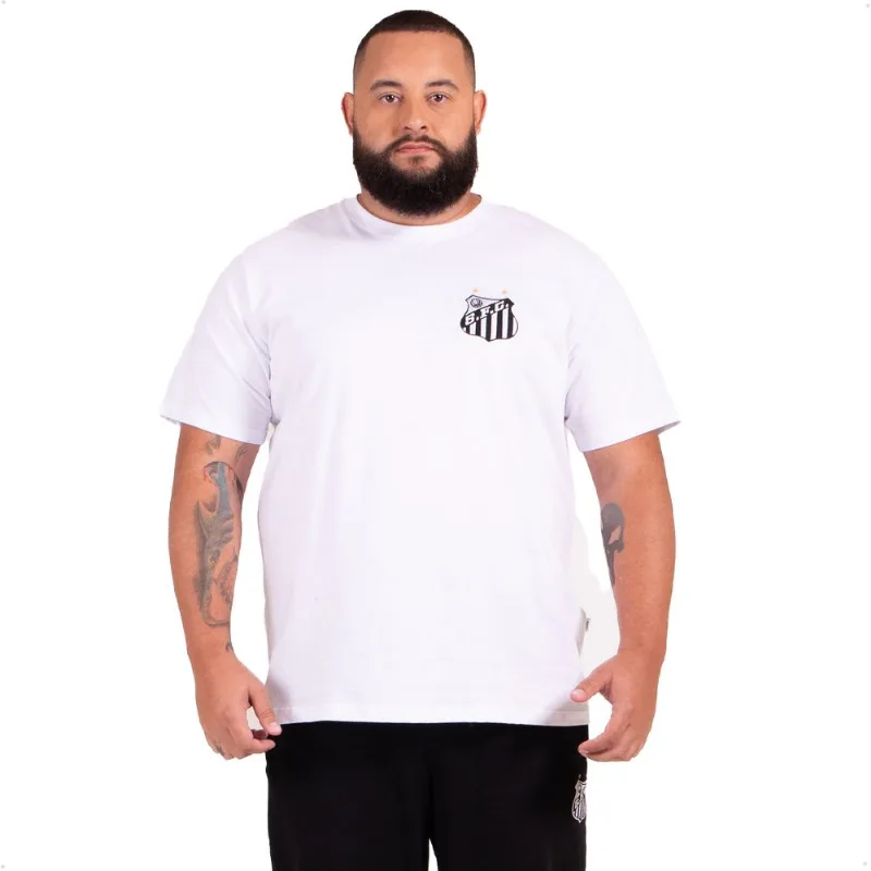 Camiseta Santos Oficial Classic Algodão Plus Size Masculina 54 / Branco
