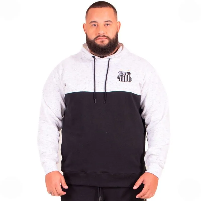 Moletom Canguru Fechado Santos Com Capuz Plus Size Surf Center 56 / Branco Preto