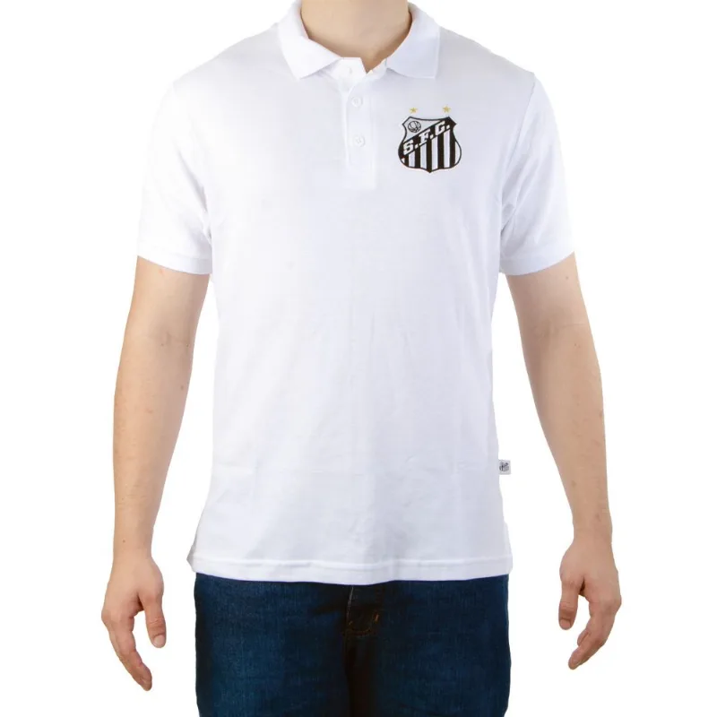 Camiseta Polo Piquet Santos Oficial Masculina G / Branco
