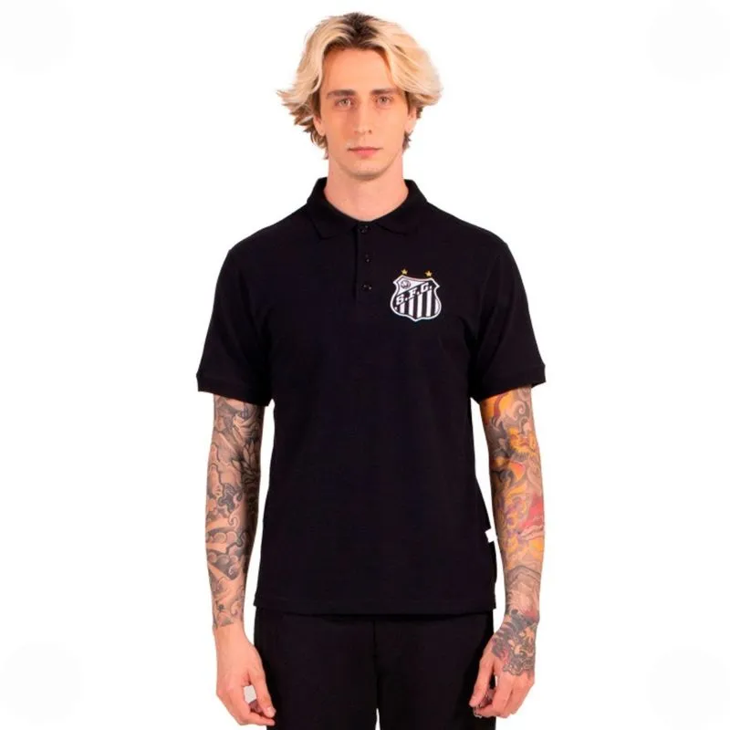 Camiseta Polo Piquet Santos Masculina Surf Center G / Preto